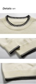 Sixi Sixi Spring Stitching Wire Trace Contrast Color Sweater