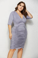 Elegant Deep V-neck Pleated Dress Modern Stylish Charm