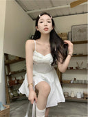 French White Sling Dress Spring Petal Elegance Chic Style