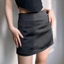 Beran Satin Mini Skirt Chic High-Waisted Streetwear Zipper