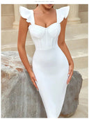 Elegant Hepburn Style Dress Chic Fishbone Strap Outfit