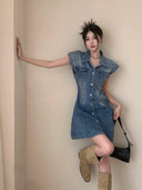 Retro Denim Dress: Korean Style Upgrade for Fashionistas