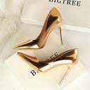 Bright Leather High Heels European Style Shoes Elegant Glamorous