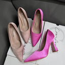 Satin Chunky Heel High Heels Chic Women's Fashion Shoes