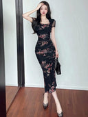 Bronzing Floral Mesh Dress: Elegance Redefined, Stylish Unique