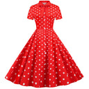 Swing Polka Dot Dress Vintage Chic with Bowknot Print