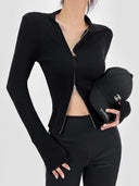 Double Z Asymmetric Zipper V-Neck Sweater Chic Style