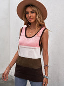 Women's Sleeveless Fashion Color Matching Casual Round Neck Vest