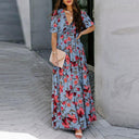 Summer 2024 New Arrival Florals Print Short Sleeve Dress