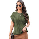 Fashion Green Short Sleeve Pullover Sweater Women's 2024 Summer New Arrival