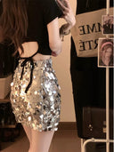 Retro Hong Kong Style Sequin Short Skirt Vintage Glamour