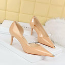 Cut Out High Heels Trendy Patent Leather Shoes for Women