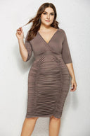 Elegant Deep V-neck Pleated Dress Modern Stylish Charm