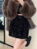 Sequin Pencil Skirt Glamorous A-Line Fashion Korean Flair