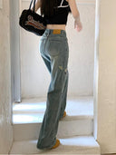 Retro Distressed Wide-Leg Urban Denim Chic Street Style Jeans