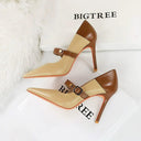 Retro Word Buckle High Heels Stylish Vintage Footwear