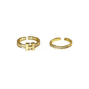 Letter Female Retro Opening Gold Index Finger Ring Zircon