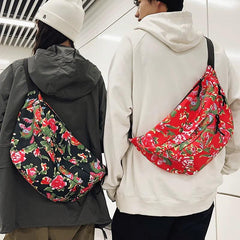 Floral Chinese Chest Bag: Foldable Stylish Fashion Statement