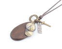 Baigu Peaked Baseball Wooden Necklace Pendant Bronze Accessory