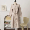 Japanese Style V Neck Cotton Linen Dress Chic Spring Fashion