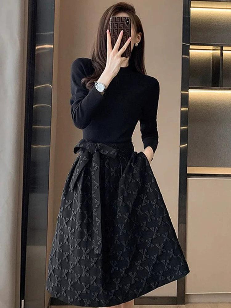 Autumn Charm: Modern Chinese Dress with Korean Elegance