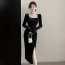 Bronzing Velvet Banquet Dress Luxurious Winter Elegance