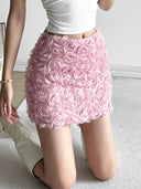 Kliou Pure Desire Skirt: Three-Dimensional Roses Fashion