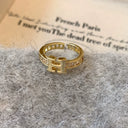 Letter Female Retro Opening Gold Index Finger Ring Zircon