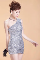 One-Shoulder Sequined Party Dress: Sparkling Glamour Style