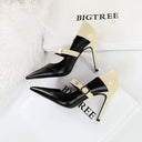 Retro Word Buckle High Heels Stylish Vintage Footwear