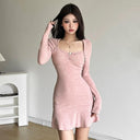 Sylcue Slimming Square Collar Dress Winter Chic Stylish