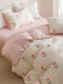 Young Adult Heart Little Flower Cotton Bed Sheets Student Four-Piece Set