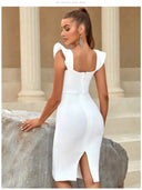 Elegant Hepburn Style Dress Chic Fishbone Strap Outfit