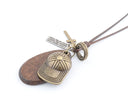 Baigu Peaked Baseball Wooden Necklace Pendant Bronze Accessory