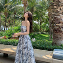 Seaside Floral Strapless Dress for Elegant Resort Fashion