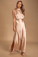 Smooth Elegance High Slit Socialite Dress Modern-Day Chic