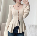 Palace Retro Trumpet Sleeve Cardigan Elegant Fusion Fashion