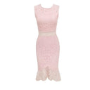 Elegant Lace Panel Hollow-out Bandage Dress Sophisticated Style