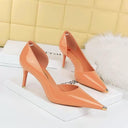 Cut Out High Heels Trendy Patent Leather Shoes for Women