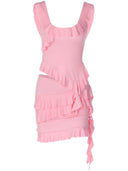 Wildgirl Pink Ruffles Set: Chic Two-Piece Summer Outfit