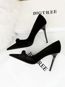 Suede Butterfly Bow Flats Chic High Heels for Women Shoes