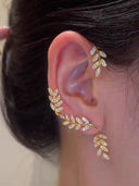 Simple Graceful Fancy Clip Leaves Female Stud Earrings Set