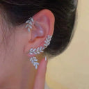 Simple Graceful Fancy Clip Leaves Female Stud Earrings Set