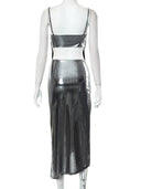 Ahagaga Sleek Bronzing Suspender Dress Summer Style Statement