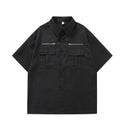 Workwear Short Sleeve Shirt Men's Stylish Loose Zip 2023