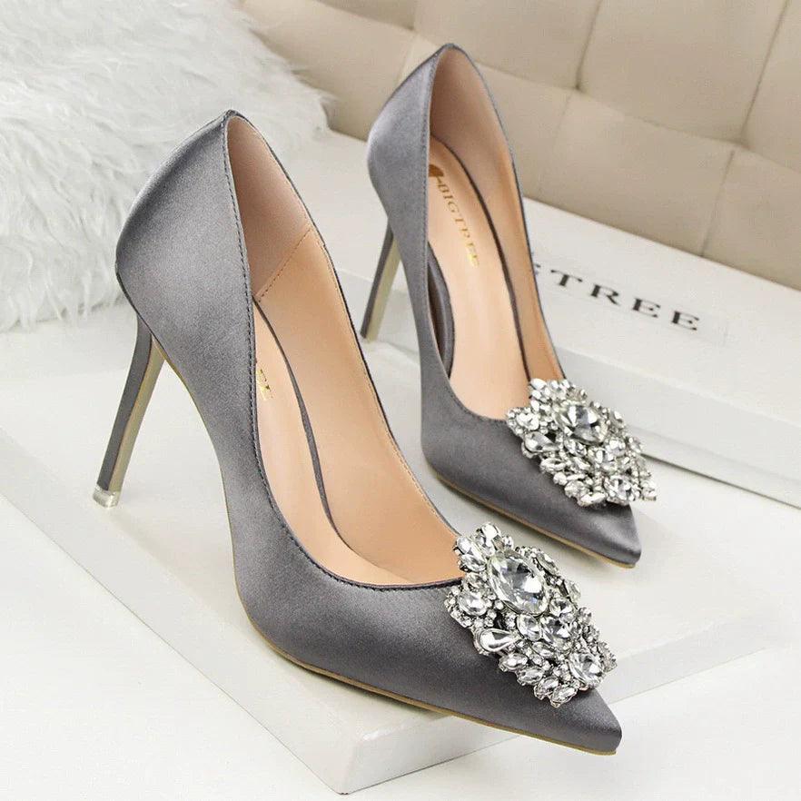 BIGTREE Rhinestone Stiletto Heels: Elegant Evening Shoes with Tempting Flair