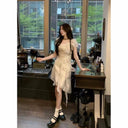 Tea Break Ruffle Dress Korean Chic Style Irregular Hem Fashion