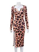 Leopard Print Sheath Dress: Street-Style Fashion Icon for Autumn/Winter