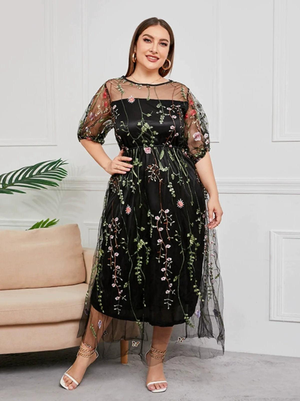 Embroidered Party Dress | Mesh Party Dress | ourlum.com