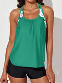 2024 Summer New Arrival Conservative Split Swimsuit U-Collar Tankini